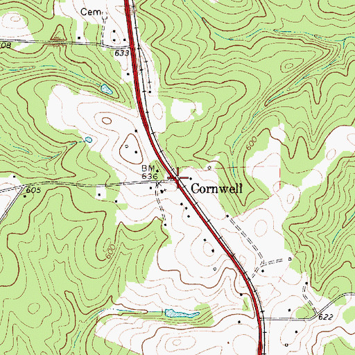Topographic Map of Cornwell, SC