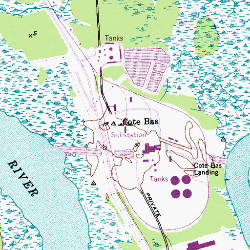 Topographic Map of Cote Bas, SC