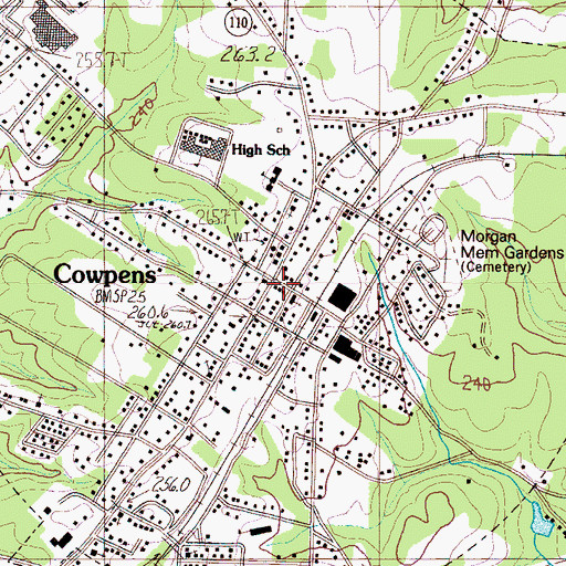 Topographic Map of Cowpens, SC