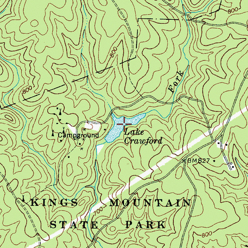 Topographic Map of Lake Crawford, SC