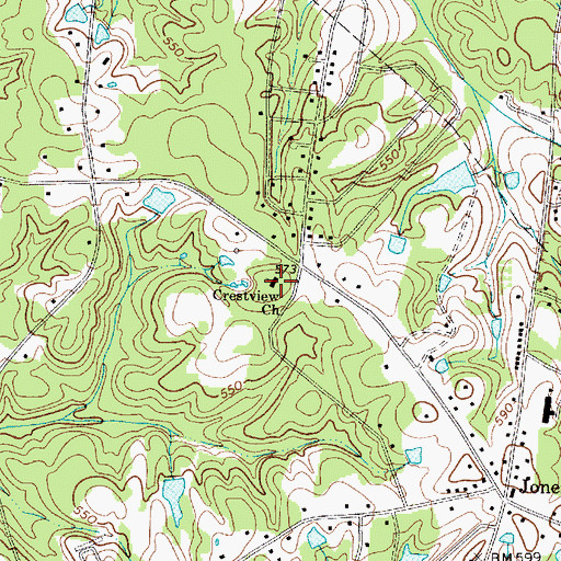 Topographic Map of Crestview Church, SC