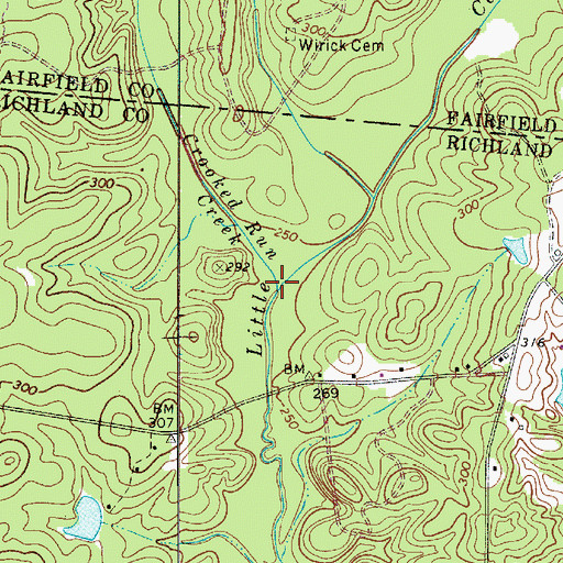 Topographic Map of Crooked Run Creek, SC
