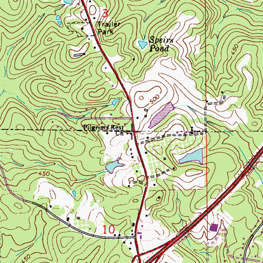 Topographic Map of Pilgrims Rest Church, AL
