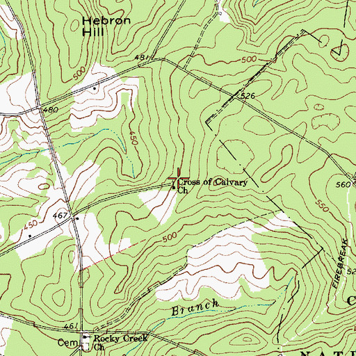 Topographic Map of Cross of Calvary Church, SC