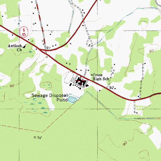 Topographic Map of Cross High School, SC