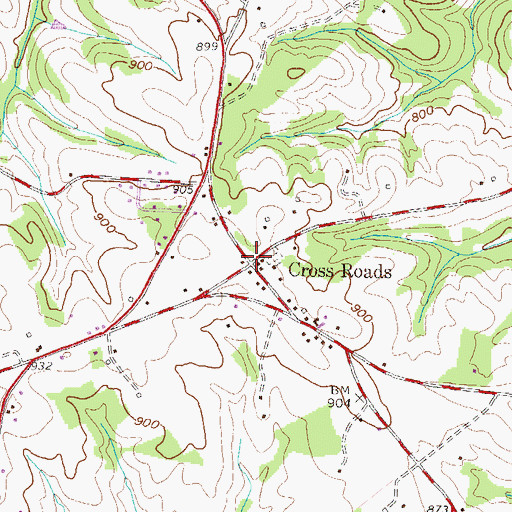 Topographic Map of Cross Roads, SC