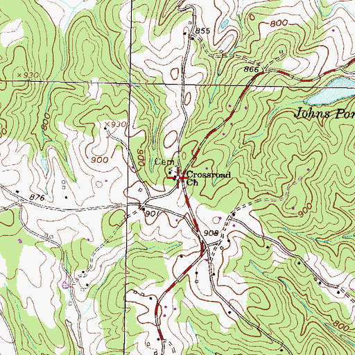 Topographic Map of Crossroad Church, SC