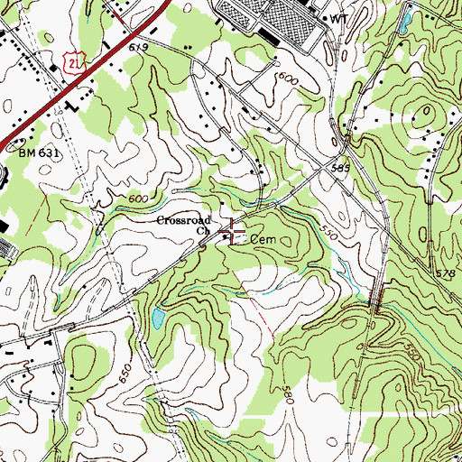 Topographic Map of Cross Road Baptist Church, SC