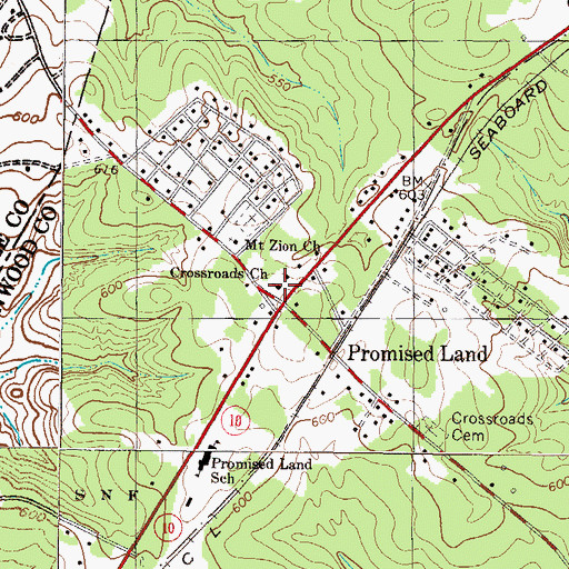 Topographic Map of Crossroads Church, SC