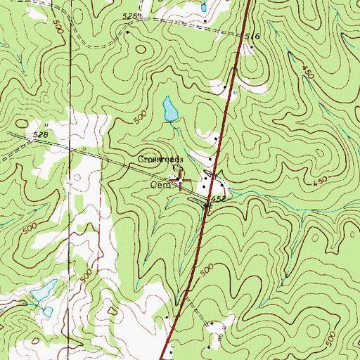 Topographic Map of Crossroads Church, SC