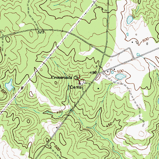 Topographic Map of Crossroads Church, SC