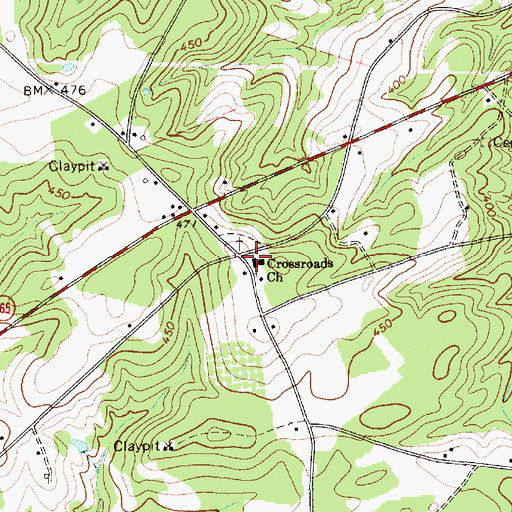 Topographic Map of Crossroads Church, SC