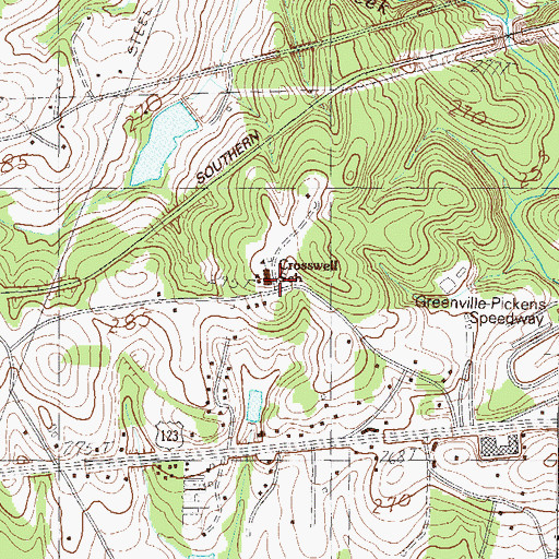Topographic Map of Crosswell School, SC