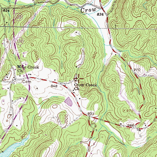 Topographic Map of Crow Creek Church, SC