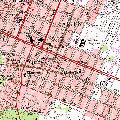 Topographic Map of Cumberland Church, SC