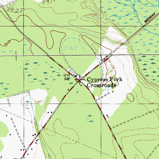 Topographic Map of Cypress Fork Crossroads, SC