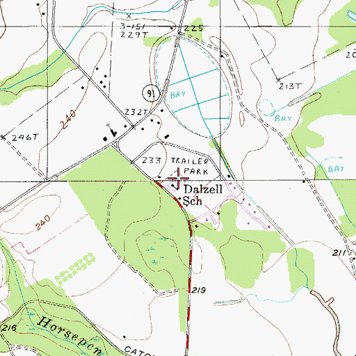 Topographic Map of Dalzell School, SC