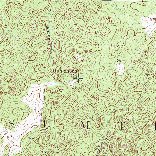 Topographic Map of Damascus Baptist Church, SC