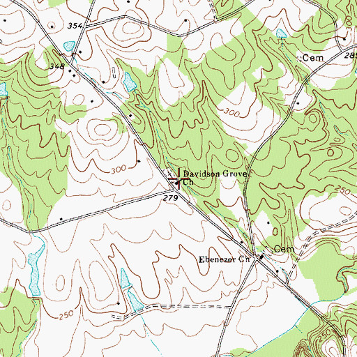 Topographic Map of Davidson Grove Baptist Church, SC