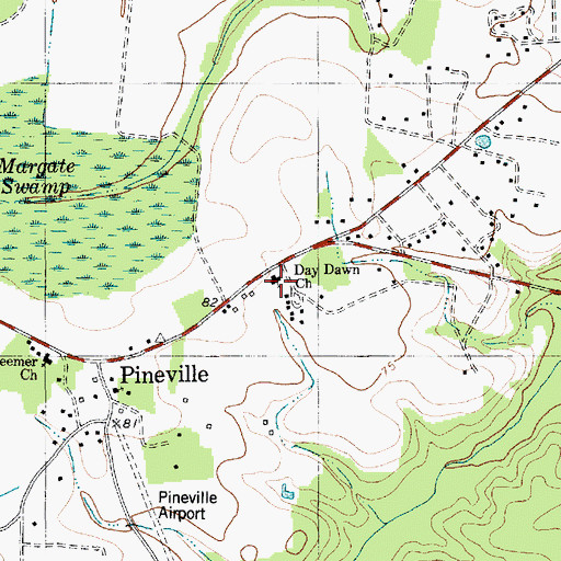 Topographic Map of Day Dawn Church, SC