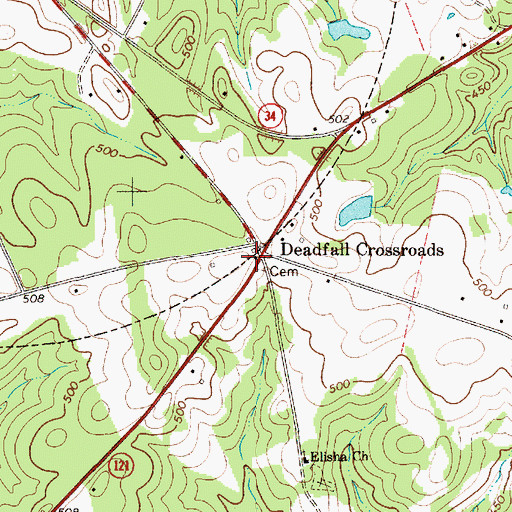 Topographic Map of Deadfall Crossroads, SC