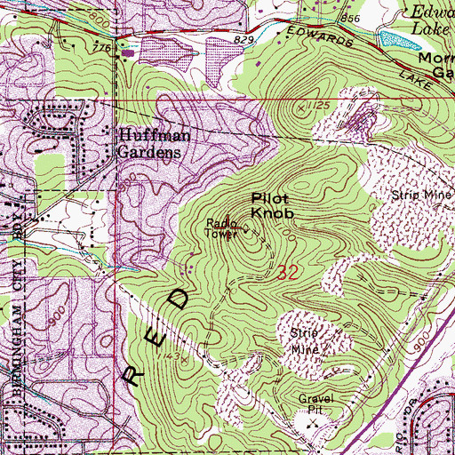 Topographic Map of Pilot Knob, AL