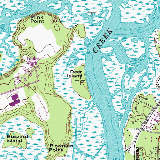 Topographic Map of Deer Island, SC