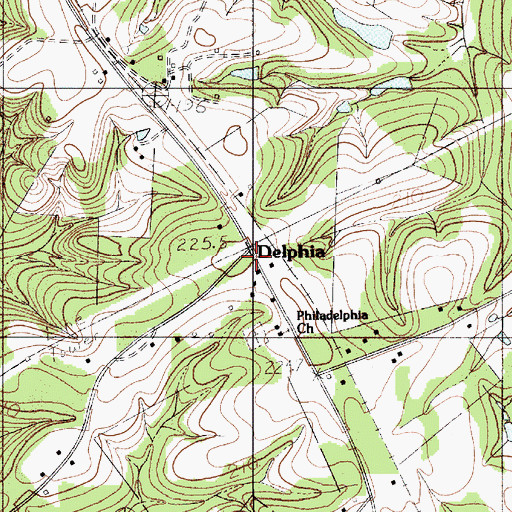 Topographic Map of Delphia, SC
