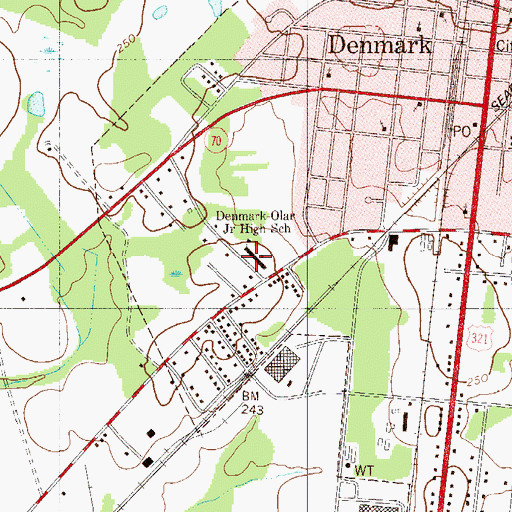 Topographic Map of Denmark-Olar Junior High School, SC