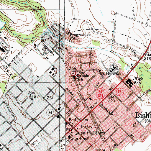 Topographic Map of Dennis School, SC