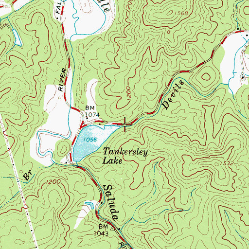 Topographic Map of Devils Fork Creek, SC