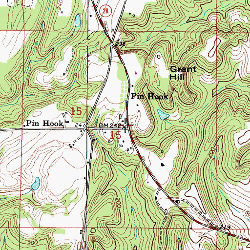 Topographic Map of Pin Hook, AL