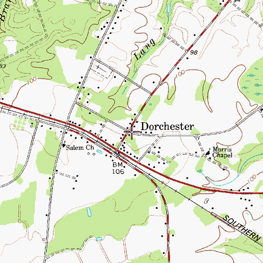 Topographic Map of Dorchester, SC
