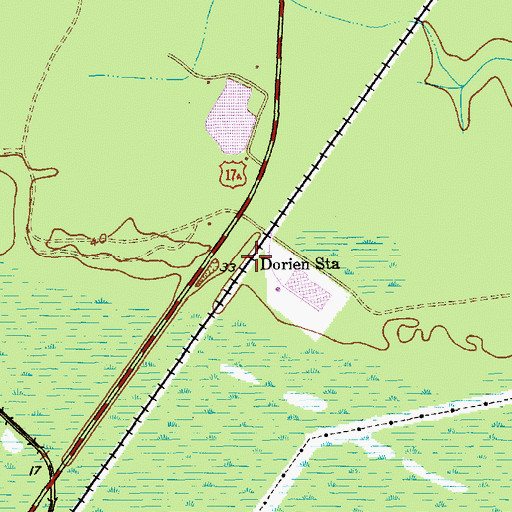 Topographic Map of Dorien Station, SC