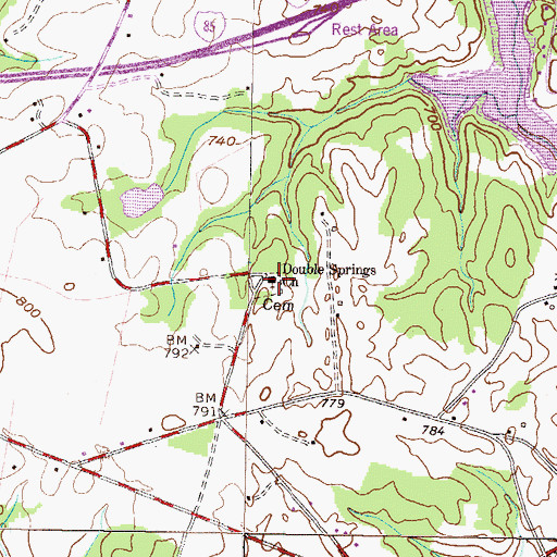 Topographic Map of Double Springs Baptist Church, SC