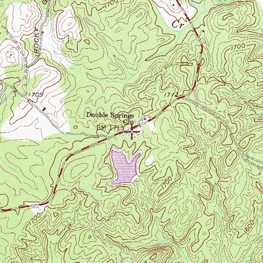 Topographic Map of Double Springs Baptist Church, SC