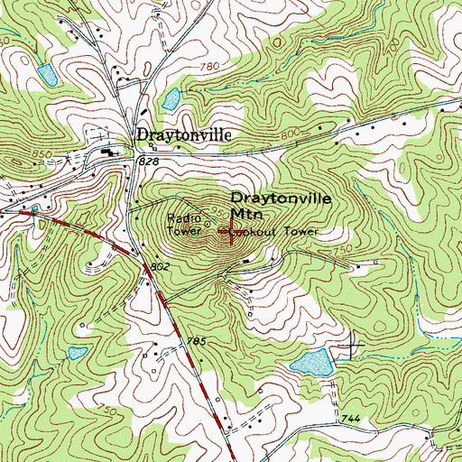 Topographic Map of Draytonville Mountain, SC