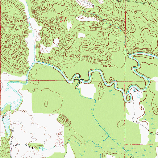 Topographic Map of Pine Barren Creek, AL