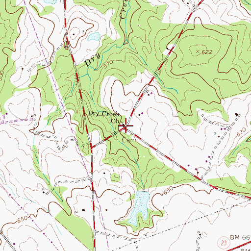 Topographic Map of Dry Creek Church, SC