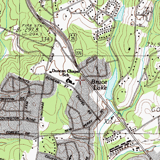 Topographic Map of Duncan Chapel School, SC