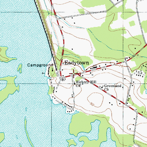 Topographic Map of Eadytown, SC