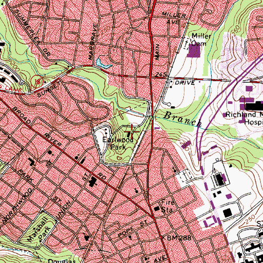 Topographic Map of Earlwood Park, SC