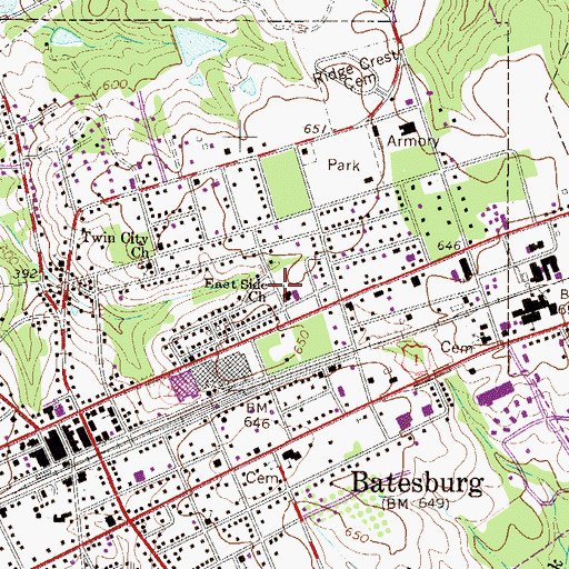 Topographic Map of East Side Church, SC