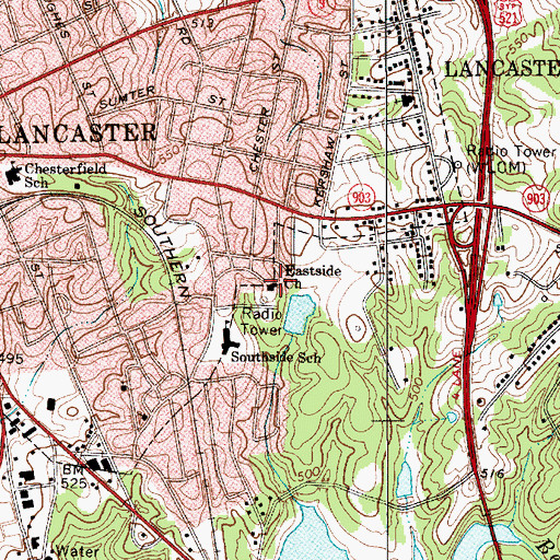 Topographic Map of Eastside Church, SC