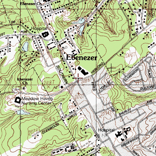 Topographic Map of Ebenezer, SC