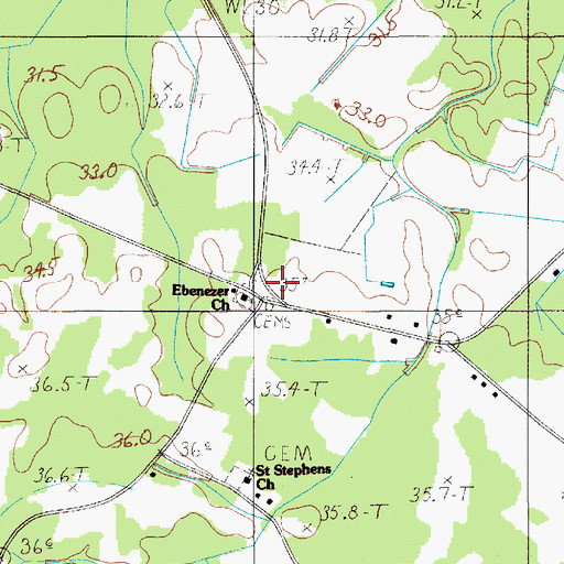 Topographic Map of Ebenezer Church, SC