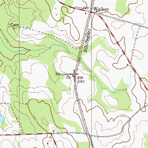 Topographic Map of Ebenezer Baptist Church, SC