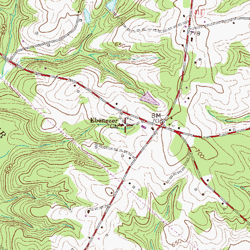 Topographic Map of Ebenezer Baptist Church, SC
