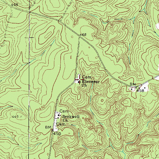 Topographic Map of Ebenezer Church, SC