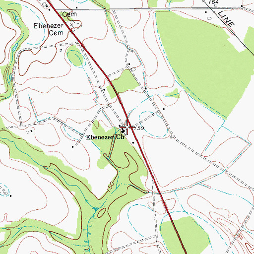 Topographic Map of Ebenezer Church, SC